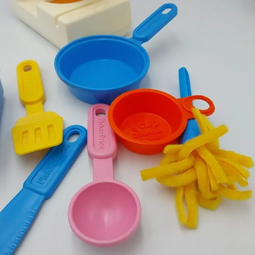Vtg Fisher Price Fun with Food Fry‎ Pan Spatula Scrubber Dishes Can Opener